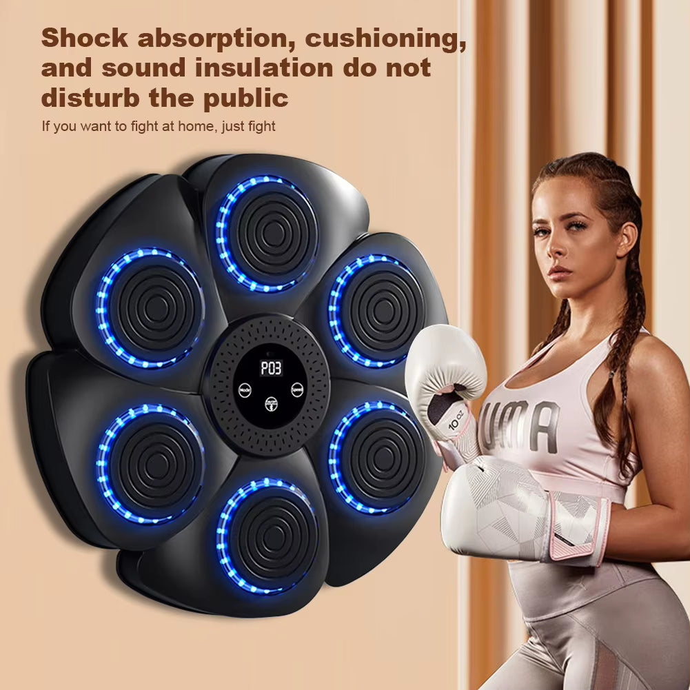 Music Boxing Machine Boxing Reaction Wall Target Adjustable Smart Bluetooth-Compatible Boxing Machine RGB Light for Home Workout