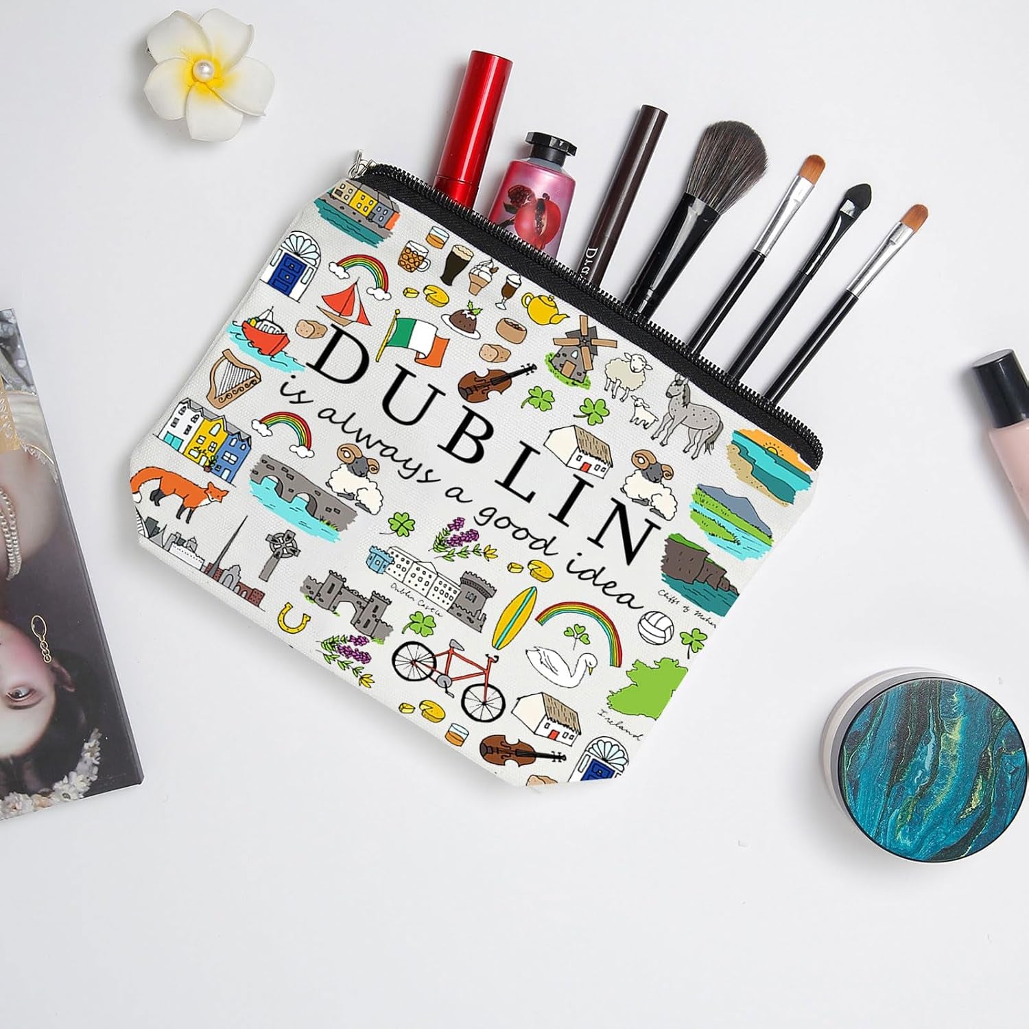 Dublin Trip Travel Pouch Bag Dublin Vacation Makeup Pouch Bag Ireland Travel Gift Dublin Ireland Souvenir Irish Gift (Dublin)