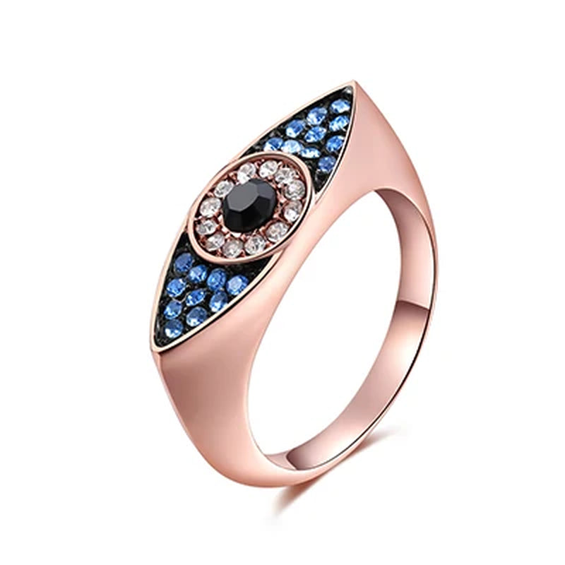 ARUEL Dazzling Blue Evil Eyes Rings for Women Sterling Party Fashion Wedding Girl Lover Bague Femme Classic Ring Jewelry