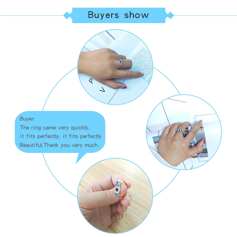 ARUEL Dazzling Blue Evil Eyes Rings for Women Sterling Party Fashion Wedding Girl Lover Bague Femme Classic Ring Jewelry