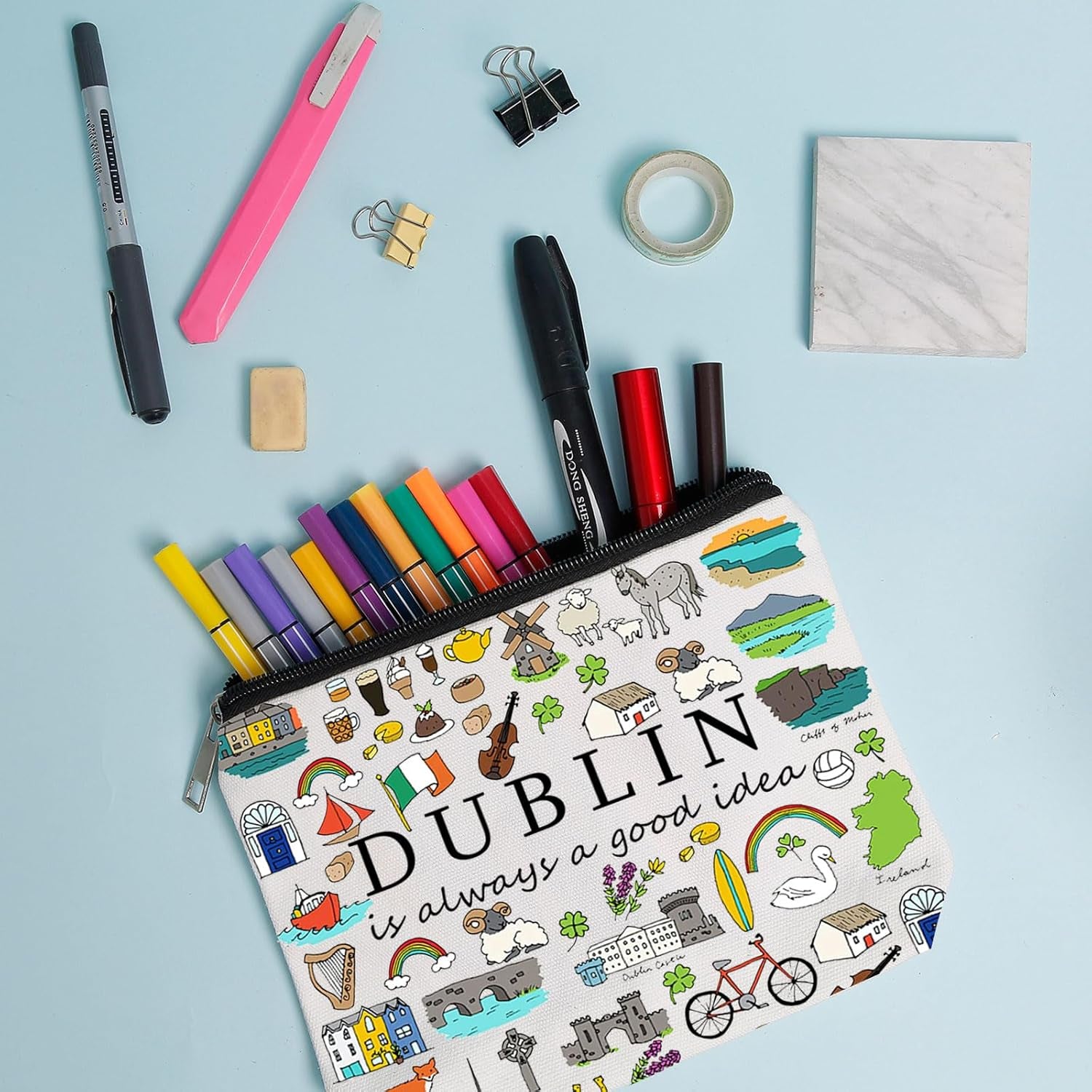 Dublin Trip Travel Pouch Bag Dublin Vacation Makeup Pouch Bag Ireland Travel Gift Dublin Ireland Souvenir Irish Gift (Dublin)