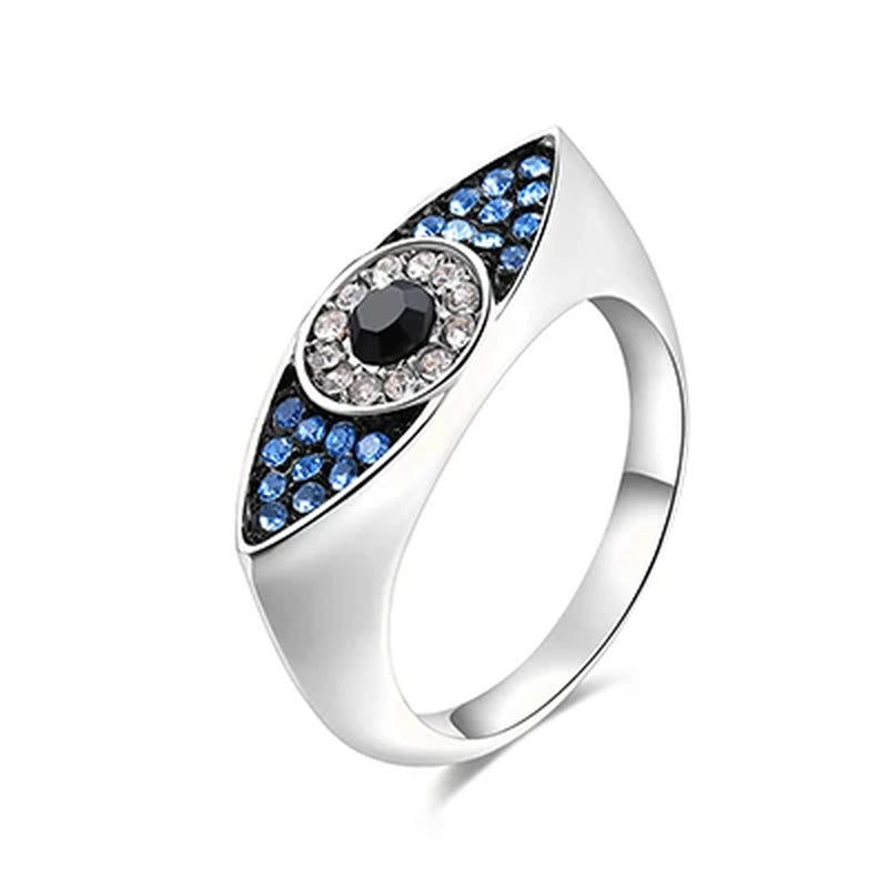 ARUEL Dazzling Blue Evil Eyes Rings for Women Sterling Party Fashion Wedding Girl Lover Bague Femme Classic Ring Jewelry