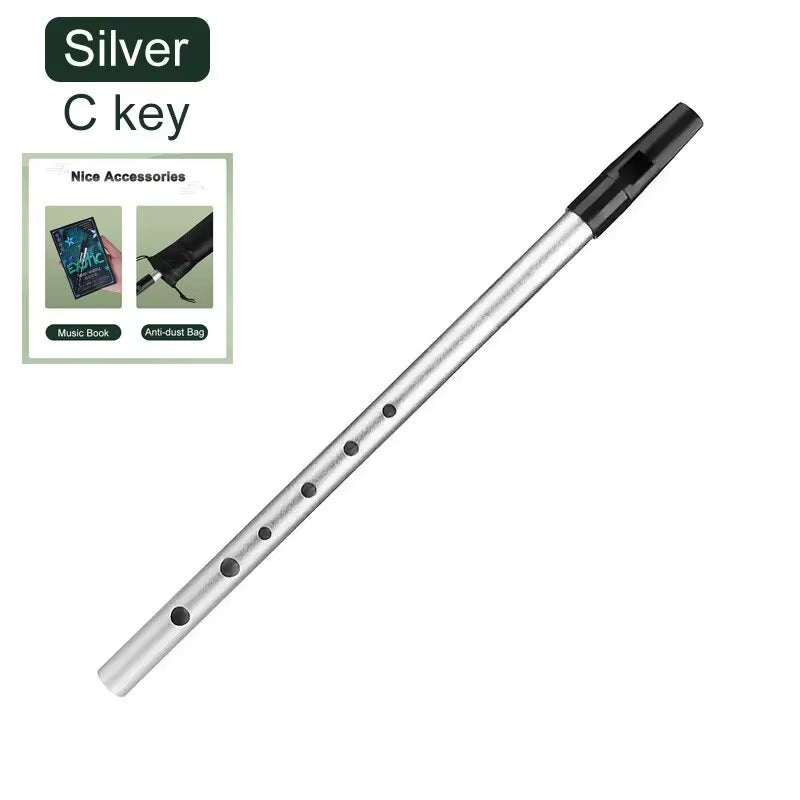 Authentic Irish Whistle Flute C/D Key Tin Penny Whistle with 6 Holes Perfect Traditional Irish Music Musical Instrument