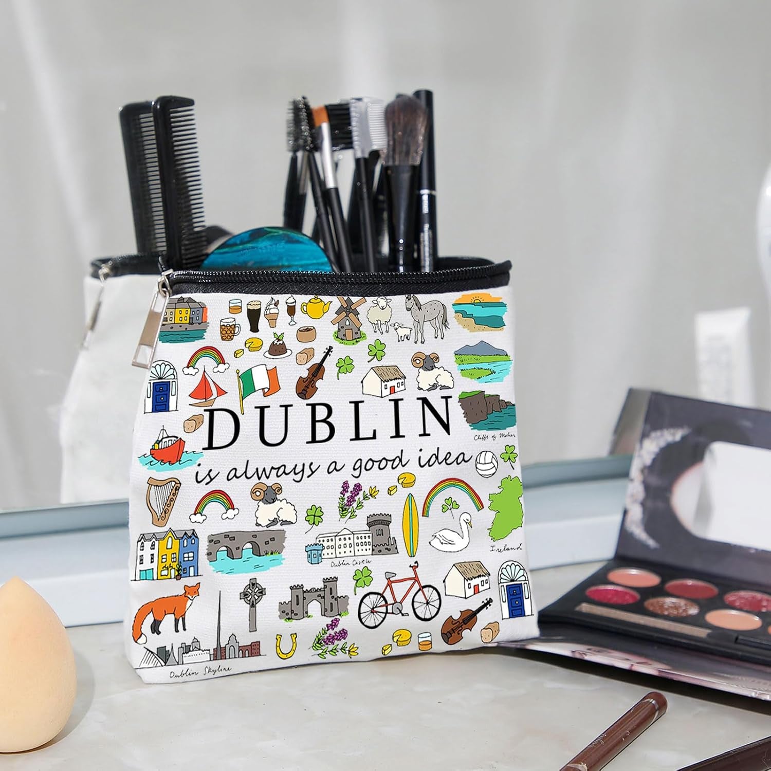 Dublin Trip Travel Pouch Bag Dublin Vacation Makeup Pouch Bag Ireland Travel Gift Dublin Ireland Souvenir Irish Gift (Dublin)